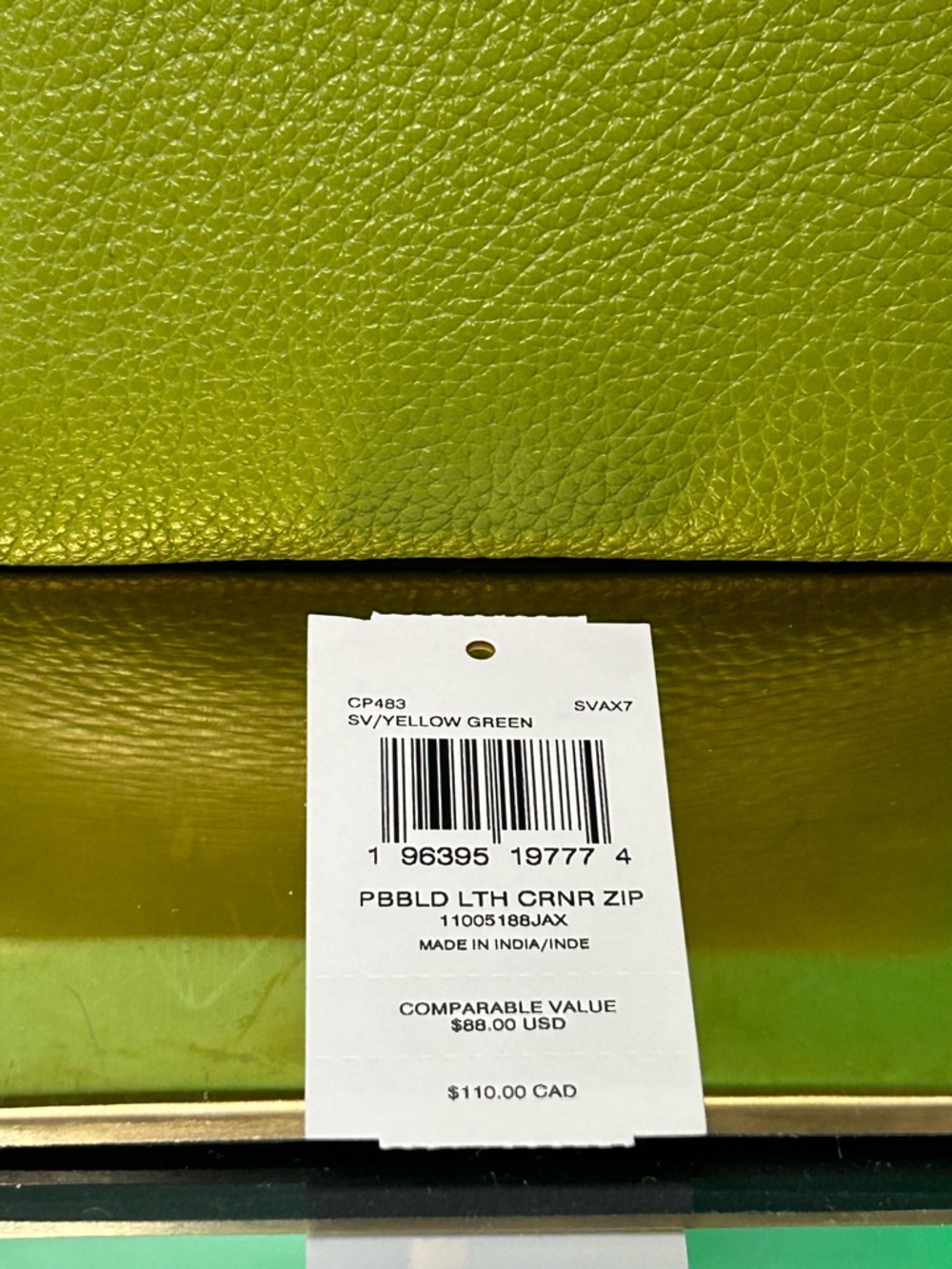 COACH Pebbled Leather Wristlet in Lime Green - Picture 8 of 14